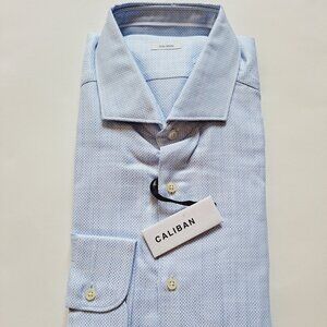 NEW Caliban Men's Slim Blue 100% Cotton Shirt Long sleeve Size 43